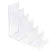 Suporte de display de escada em acrílico para carteiras transparentes, máscaras faciais, telefones celulares, porta-cartões pequeno em forma de escada de display multicamadas