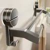 Barra de Toalla con Ventosa Baño Sin Taladro Inodoro Pared de Baño Doble Barra Barra Única Estante de Almacenamiento Colgador Toallero