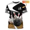 Camiseta de Verano Nueva y Popular Calavera de Bolos Impresión Completa 3D Unisex Deportiva Casual Transpirable Camiseta Superior
