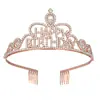 Diadema de Corona de Cumpleaños Feliz Cumpleaños Europea y Americana Tocado de Cristal Accesorios para el Cabello Suministros para Fiesta de Cumpleaños