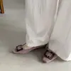 Zapatos de mujer de piel de oveja de primera capa con hebilla cuadrada y aumento interno de altura, nuevos zapatos de otoño de cuero genuino con puntera cuadrada y tacón medio bajo para mujer
