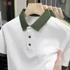 Camisa Polo de Seda de Gelo de Alta Qualidade Manga Curta Masculina Nova Moda Verão 2025 Casual Simples Gola Polo Masculina Camiseta