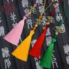 8cm Hoja de Bambú Verde Abanico Dorado Borla Marcador de Libros Memoria USB Decoración para Teléfono Móvil Colgante Pequeño Accesorios para Disfraces Chinos Antiguos Borla Colgante