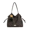 Bolsa Tote Estilo Coreano Ins Estilo Preguiçoso Estampa de Leopardo Rosa Grande Capacidade para Trabalho Deslocamento Moda Versátil Bolsa de Ombro