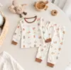 2026 Novo Conjunto de Roupa Íntima Infantil Sem Costura Estilo Coreano Outono e Inverno Algodão Puro Pijama Quente para Bebê Roupa de Casa
