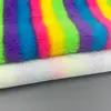Mancha 800g 15 pelo alto pelo de conejo tira arcoíris tira de color degradado estampado de pelo de conejo zapatos y sombreros rayados bolsas de juguete