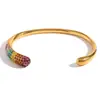 Elegante Pulsera Brazalete con Cabeza de Serpiente Chapada en Oro con Incrustaciones de Cristales Arcoíris Diseño Vibrante y Colorido Perfecto para Amantes de la Moda Material de Aleación Duradera Ajuste Ajustable Accesorio Elegante para Ocasiones Especiales