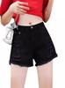 Shorts de mezclilla para mujer, verano, holgados, adelgazantes, para usar como prenda exterior, talla grande, estilo coreano, a la moda, rotos, tiro alto, pierna ancha, pantalones cortos