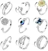 Anillo Giratorio de Plata Tailandesa para la Ansiedad Anillo para el Dedo Índice Multi-Círculo Cuentas de Transferencia Auspicioso Transferencia Moda Coreana Regalo para Novia