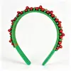 Diadema de Campana de Navidad Roja y Verde con Perlas Adorno para Fiesta Festiva Borde Delgado con Ribete de Terciopelo
