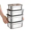 Caja de Almacenamiento Doméstica Específica para Refrigerador de Acero Inoxidable Grado Alimenticio 316 con Tapa, Lonchera Sellada, Contenedor para Congelador