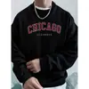 Sudadera para Hombre Chicago Illinois Estampado Creativo Cuello Redondo Lana Superior Bolsillo Lateral Sudadera
