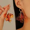 Aretes vintage nuevos de acrílico ámbar de leopardo, aretes de alto sentido, personalidad, viento Maillard, aretes de personalidad al por mayor