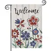 Popular Bandera de Jardín del Día de la Independencia de Amazon Perro Estrella Estampado Material de Lino Bandera Decorativa Americana para Exteriores