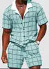 Camisa Cruzada Internacional para Hombre Traje de Cuadros Camisa Floral Casual para Hombre Camisa de Manga Corta con Solapa Estampada Traje