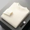 Nuevo Suéter de Lana para Hombre Otoño/Invierno 2024, Lana Pura, Engrosado, Cuello Alto, Suéter de Punto Jacquard, Transfronterizo