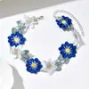 Gargantilla Floral Bordada en 3D para Mujer, Cadena de Cuello de Flores Coloridas Vintage Francesa de Moda, Joyería Decorativa