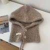 Coreia do Sul Balaclava Chapéu Cachecol Peça Única Feminino Outono e Inverno Quente Proteção de Orelha Capuz de Pescoço Chapéu de Lã Tricotado