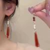 Nuevos pendientes colgantes de perla retro elegantes de estilo chino para mujer, pendientes de estilo étnico de diseño de alta gama de nicho
