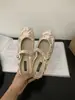 Sapatilha Rasteirinha Meia Sola Cetim Losango Bico Redondo Roupa de Exterior Estilo Fada Sandália Mary Jane Sem Salto Nova Verão 2023