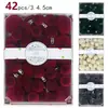 Bolas Navideñas con Terciopelo Temu Nuevo Producto Transfronterizo, Set de Caja de Color de 42 Piezas, Adornos de Árbol de Navidad de Terciopelo, Decoraciones Festivas