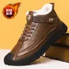 Zapatos para Hombre, Nuevo Estilo Otoño e Invierno, Zapatos de Algodón Cálidos con Forro de Felpa, Zapatos Casuales de Cuero para Exteriores de Hombre, Botas Martin de Caña Alta Versátiles de Moda