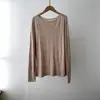 Camiseta para Mujer BORBOTIE 2026 Otoño/Invierno Nueva Mezcla de Cachemir y Lurex BC Top de Punto Hombros Descubiertos