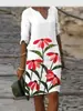 2026 Nuevo Vestido de Verano para Mujer con Estilo de Pintura al Óleo Transfronteriza, Cuello en V, Impresión 3D, Holgado, de Manga Corta, para Vacaciones en la Playa junto al Mar