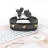 Pulsera de Correa con Borla de Remache de Estrella de Cinco Puntas, Pulsera Tejida de Estilo Étnico Colorido, Accesorios Transfronterizos de Estilo Mixto Multicolor