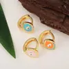 Estación Independiente Venta Caliente Cobre Microincrustación Joyería para Mujer Aceite Goteante Ojos de la Suerte Aretes Aretes Creativos Personalizados Suministro Transfronterizo