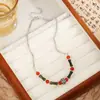 Nuevo collar de cuentas marrones de estilo étnico retro chino, moda nacional, antiguo, ligero, de lujo, con cuentas de arroz, cadena de clavícula de bambú con amor