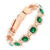 Pulsera Magnética de Moda Color Oro Rosa y Diamante Verde para Mujer, Pulsera Magnética con Esmeralda Cuadrada Grande Incrustada con Diamantes, de TikTok Transfronterizo