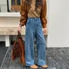 Calça Jeans Feminina Nova Outono Simples Cintura Alta Perna Reta Tamanho Especial 100kg Calça Longa Vintage 0938