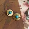 Pintura al óleo sentido de pendientes sintéticos turquesa antiguos nicho retro pendientes de lujo ligero personalidad temperamento pendientes de alta gama