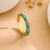 Anel Aberto Ajustável Colorido de Trevo de Quatro Folhas Estilo Europeu e Americano Transfronteiriço, Anel de Moda Versátil Simples e Fresco para Mulheres