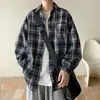 Camisa de cuadros retro japonesa de primavera y otoño para hombre, de manga larga, estilo nuevo, holgada, casual, chaqueta de camisa de alta gama para hombre