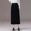 Falda midi de terciopelo con estampado de leopardo para mujer, otoño e invierno 2026, corte recto, cintura elástica, con cordón en la cintura, adelgazante, falda ajustada