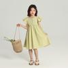 Pudding Haru Falda Estilo Occidental para Niña Estilo Dulce 2025 Verano Nuevo Algodón para Niños Vestido de Manga Corta con Volantes