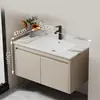 Nuevo Práctico Espacio Panal de Abeja Aluminio Gabinete de Baño Cerámica Integrado Lavabo Encimera de Lavabo Baño Apartamento Pequeño