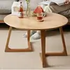 Mesa de centro redonda de madera maciza nórdica, mesa redonda pequeña estilo ISN, mesa baja de tatami japonés, popular en alojamientos tipo Airbnb en línea, adecuada para tomar el té en el balcón