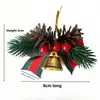 Enfeite de Laço com Frutas Vermelhas e Pinhas Vermelhas de Natal, Guirlanda de Sino para Pendurar na Árvore, Conjunto de Acessórios para Caixa de Presente para DIY de Feriado