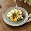 Prato de Cerâmica com Esmalte Rachado Gelo Retrô Prato de Jantar Especial de Alto Valor Prato de Louça Redondo Doméstico Prato de Salada Prato de Café da Manhã Utensílios de Mesa