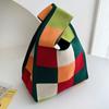 Bolso Chaleco Bolso Chaleco Bolso de Mano Tejido Casual Bolso de Mano Contraste de Color Ajedrez Bolso de Mano Coreano de Lujo Ligero