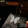 Pulseira Xinghe Borboleta Brilhante com Pedras Pétalas Leves Banhada a Ouro 18K Brincos Borboleta de Zircônia Presilha de Orelha