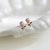 Pendientes de flores con gotas de aceite fresco y dulce para mujer, sencillos, pequeños y tiernos, de tulipán, estilo coreano, joyería para todas las orejas.