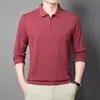 Camisa Polo de Manga Larga con Media Cremallera Estilo Minimalista Japonés de Otoño para Hombre, Color Sólido, Estilo Perezoso, Estética Ins, Versátil, Top con Cuello