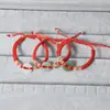 Estilo étnico chinês feito à mão em imitação de jade fivela da paz para casal nó de abacaxi fio vermelho Festival do Barco-Dragão pulseira de fio colorido