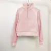Sudadera de cuello medio estilo casual para mujer, otoño e invierno, nueva, casual, con forro polar, top tipo jersey, chaqueta corta con media cremallera