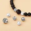 Nuevas Cuentas Espaciadoras de Plata de Ley S925, Patrón Personalizado Retro de Escamas de Dragón Cuentas de Espiga de Trigo Accesorios para Pulseras de Joyería de Plata DIY