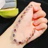 Pulsera de Espinela Birmana Natural 4*6mm. Viajes Diarios con Chapado Electrolítico de Plata de Ley 925 Incrustaciones de Oro de 18 Quilates Calidad